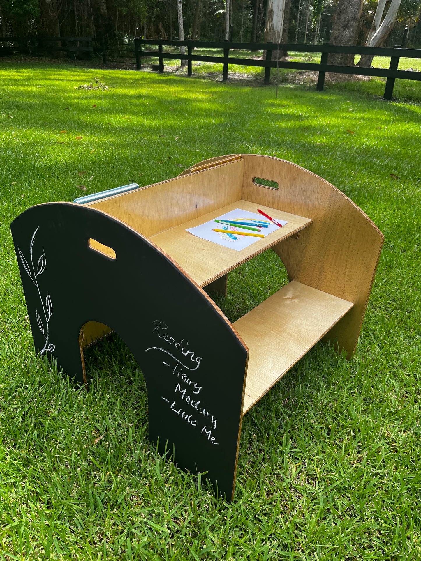 Timber Book Shelf + Reading Table